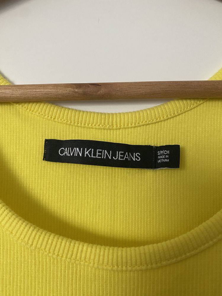 Top bokserka koszulka damska w prążki Calvin Klein s