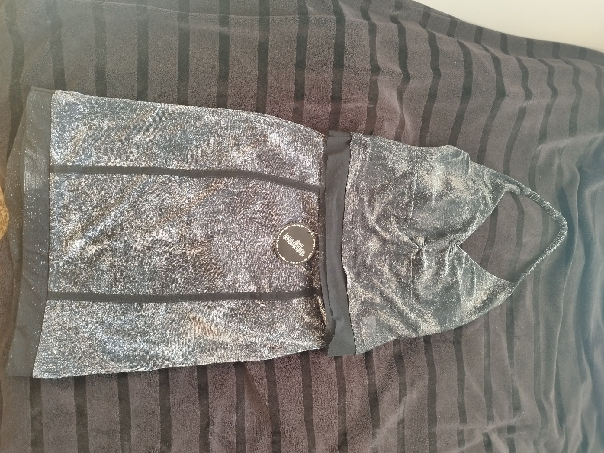 Sukienka imprezowa/sylwestrowa - srebrny komplecik- spódniczka i bluzk