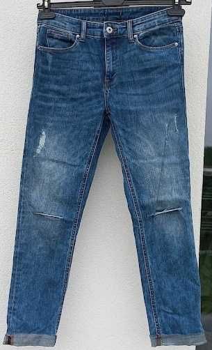 Spodnie jeansowe dżinsowe H&M 28 36 S 152/158 z przecięciami