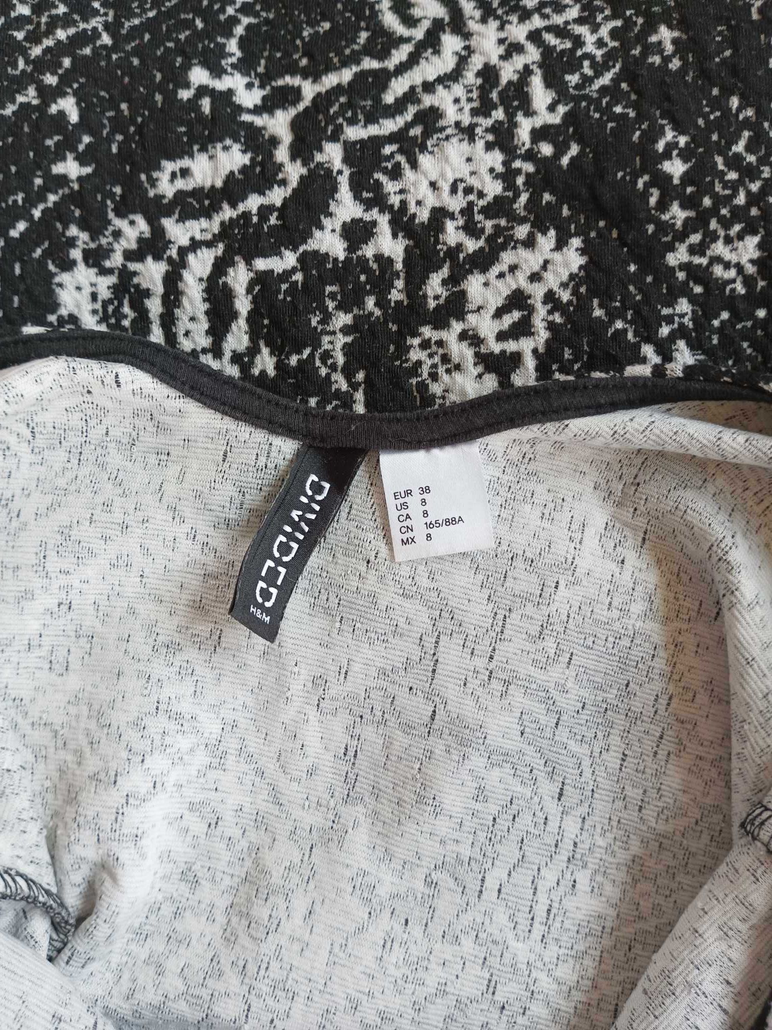 H&M sukienka czarno-biała we wzory krótki rękaw przed kolano r. 34/36