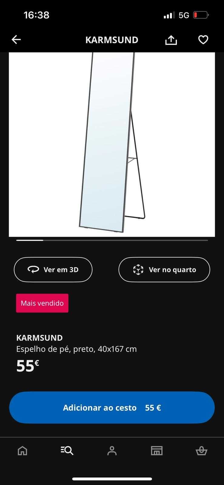 Espelho de pé preto