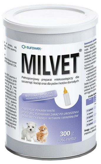 Mleko zastępcze dla szczeniąt kociąt oraz karmiących matek Milvet 300g