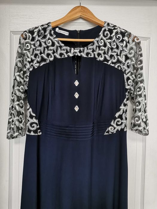 Плаття святкове сине, довге великого розміру