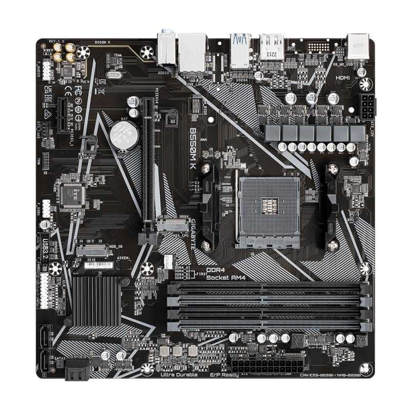 Płyta Gigabyte B550M AMD B550 DDR4 AM4 mATX M.2, PCI Express 3.0 HDMI