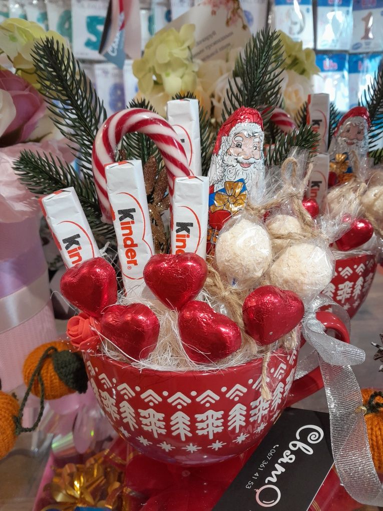 Новорічний солодкий букет, декор та різдвяна кружка Скандинавія