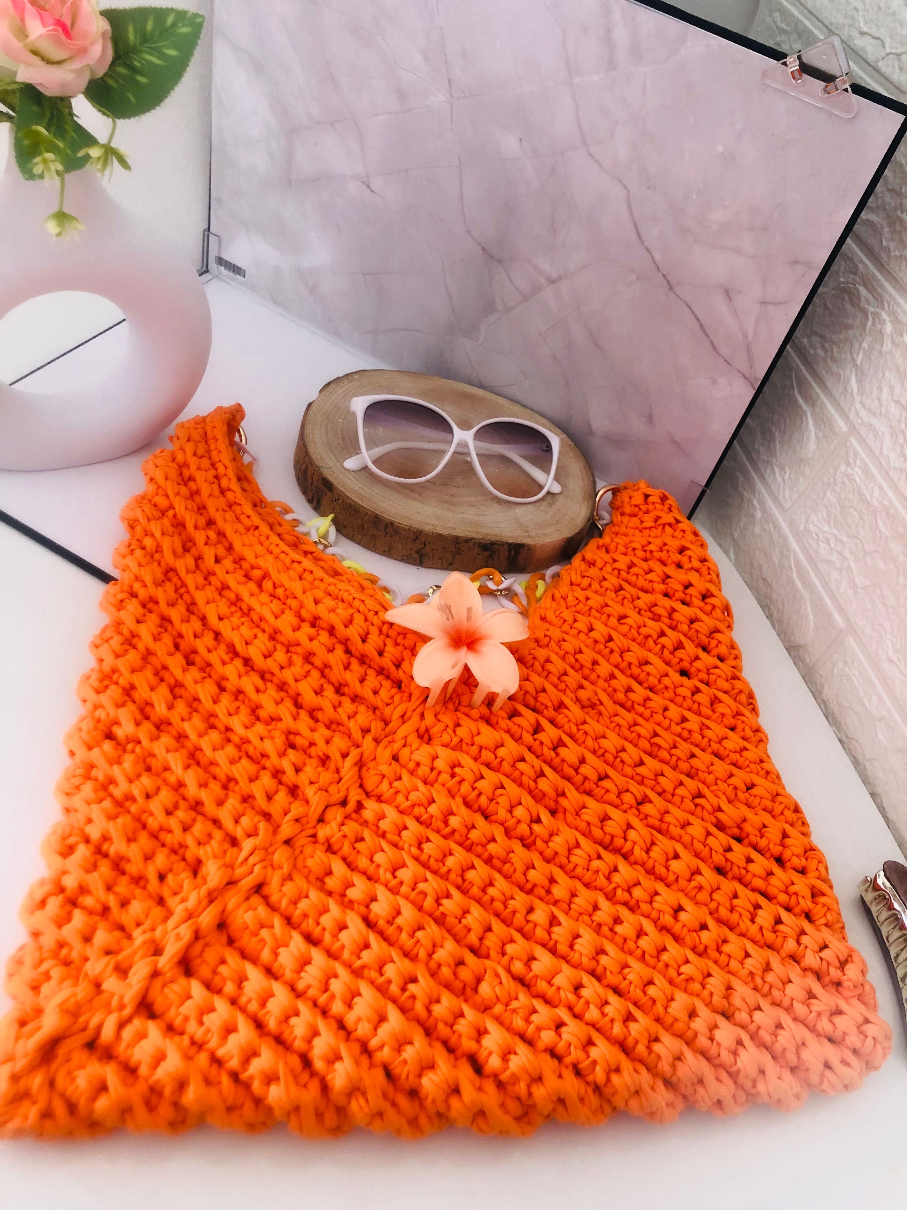 Bolsa Big Orange Croche