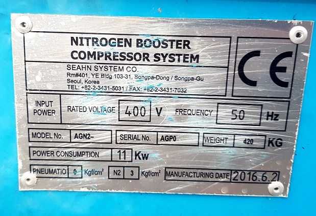 Nitrogen booster sprężarka kompresor wysokiego ciśnienia 350 bar 16r