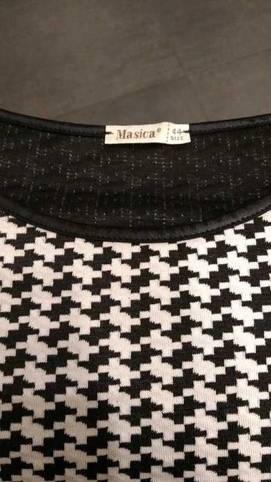 Tunika w pepitke 44 biało-czarna