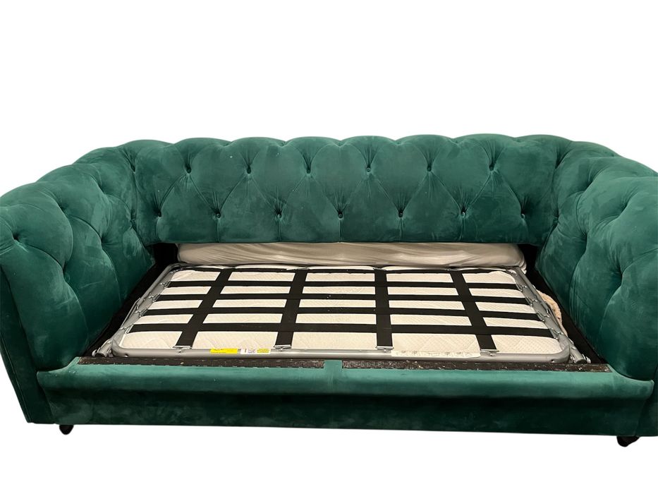 Sofa Chesterfield Rozkładana Butelkowa Zieleń