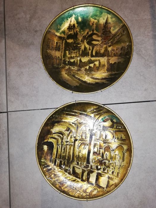 Pratos pintados à mão a óleo Évora