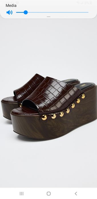 Koturny 38 zara klapki wysokie nity lato buty Zara woman tkmaxx brąz