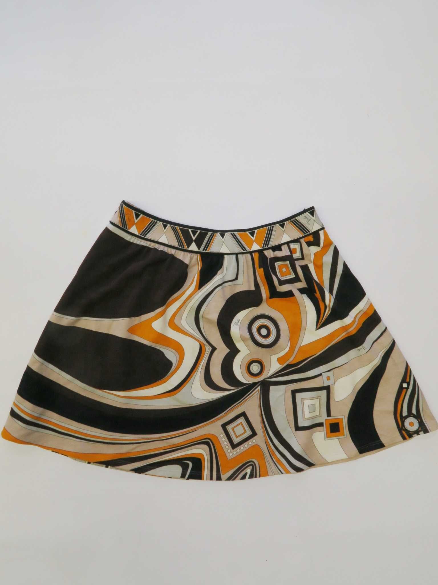 Emilio Pucci spódnica rozkloszowana wzorzysta wełniana mini XS