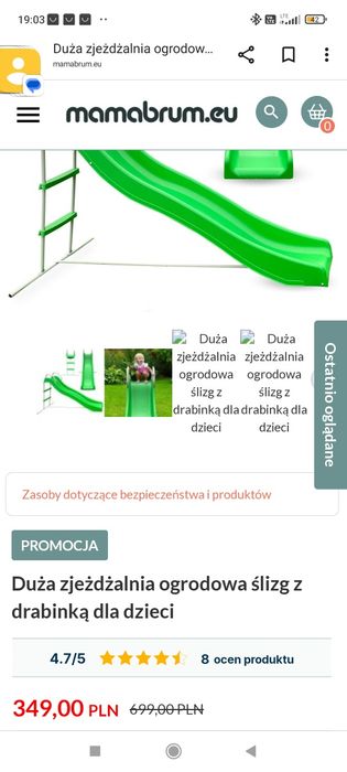 Nowa zjeżdżalnia ogrodowa, ślizg dla dziecka