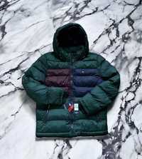 -50%$ L 48 Tommy Hilfiger пуховик куртка зеленая зелена парка л зимова