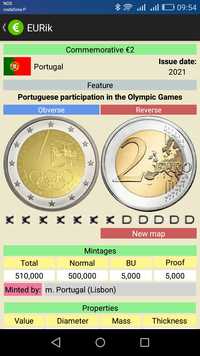 Troca moedas UNC 2 euros comemorativas