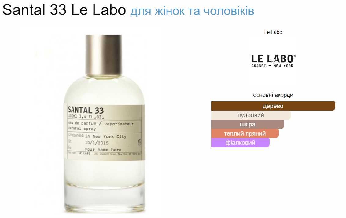 Духи Santal 33 Le Labo (50 мл) Ле Лабо Сантал 33 Парфум