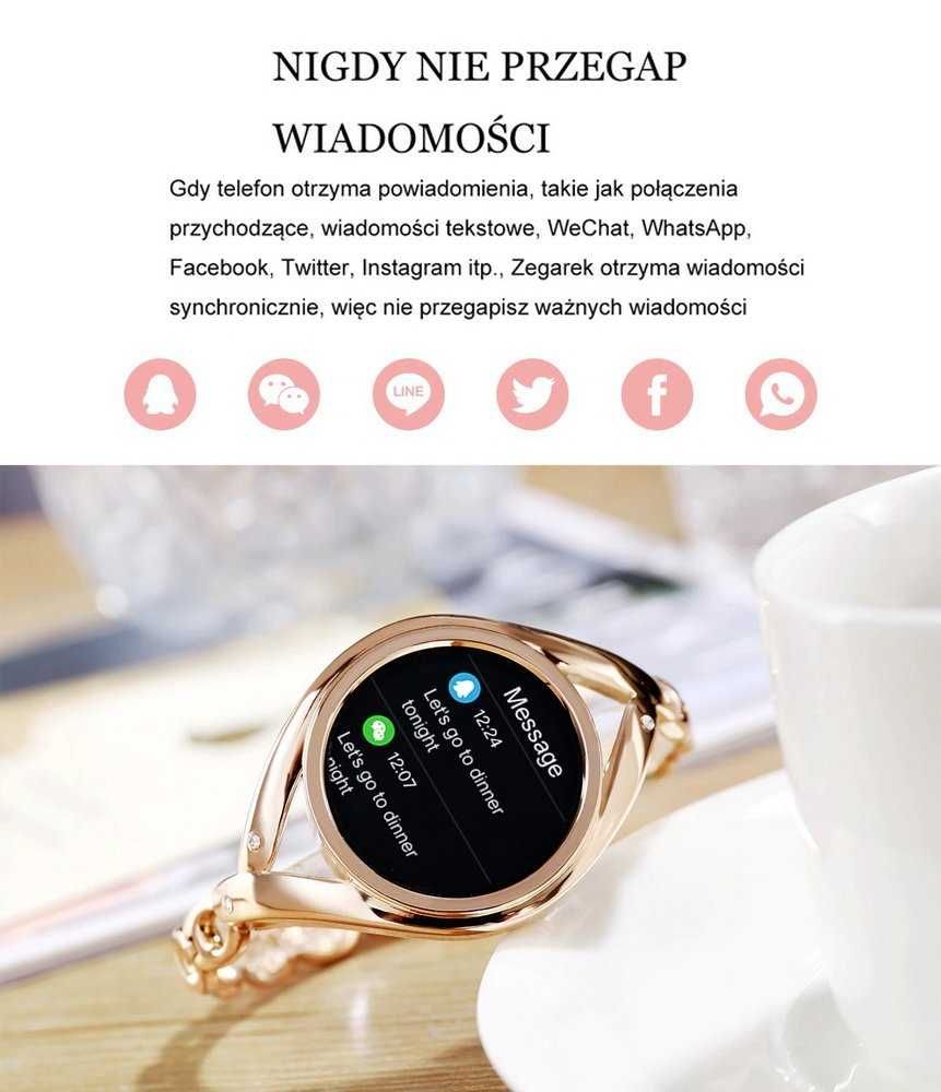 Piękny damski zegarek typu Smart Watch NOWY!