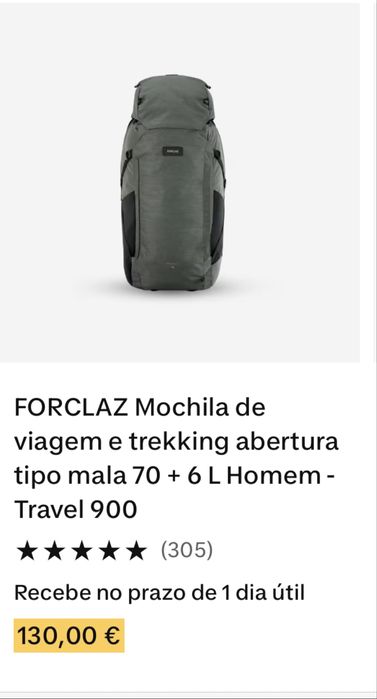 Mochila campismo e viagem nova