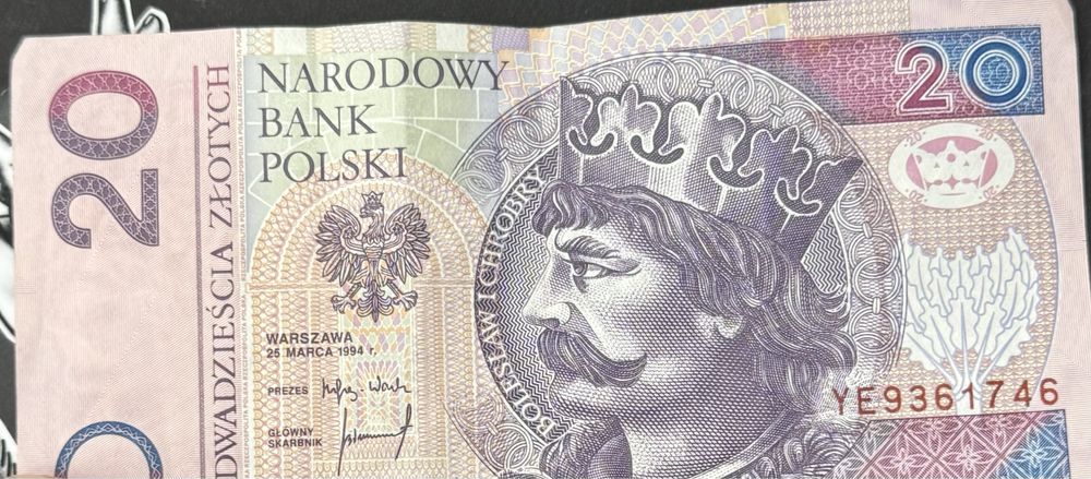 Banknot 20 złotych 1994 seria zastępcza YE