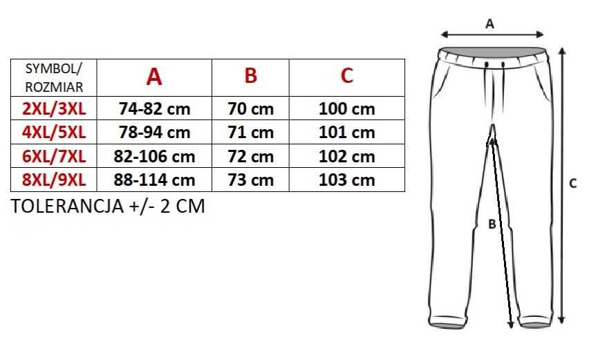 SPODNIE DAMSKIE dresowe rozmiaru od 2XL do 9XL MIX KOLOR