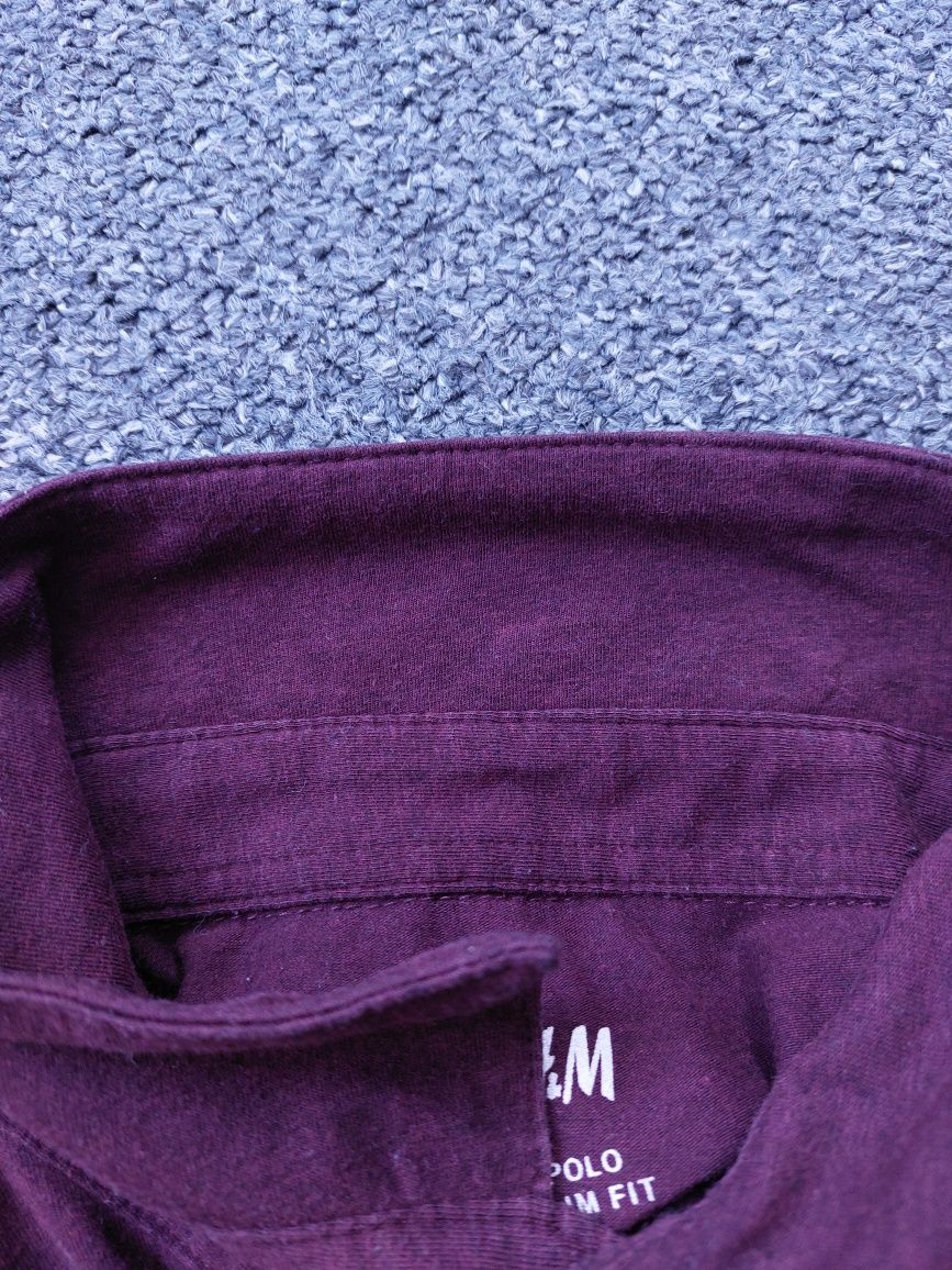 Koszulka polo H&M rozm. L slim fit bordowa casual smart daily use