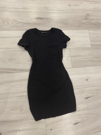 Bawełniana czarna sukienka M mini dopasowana Sinsay