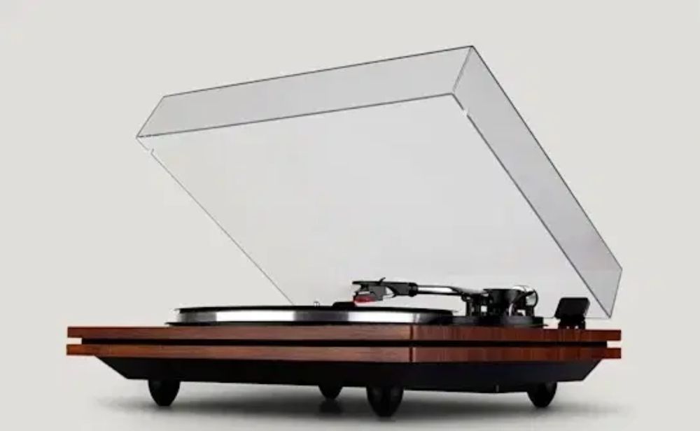 Gramofon auna brązowy z głośnikami  bluetooth