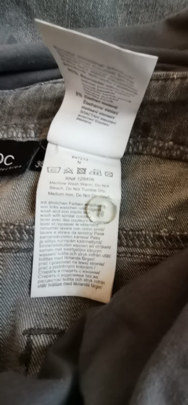 Szare spodnie ciążowe dżinsy jeansy BonPrix z panelem na brzuch 38 M