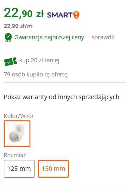 Kolano kanału okrągłego 90 fi 150 mm