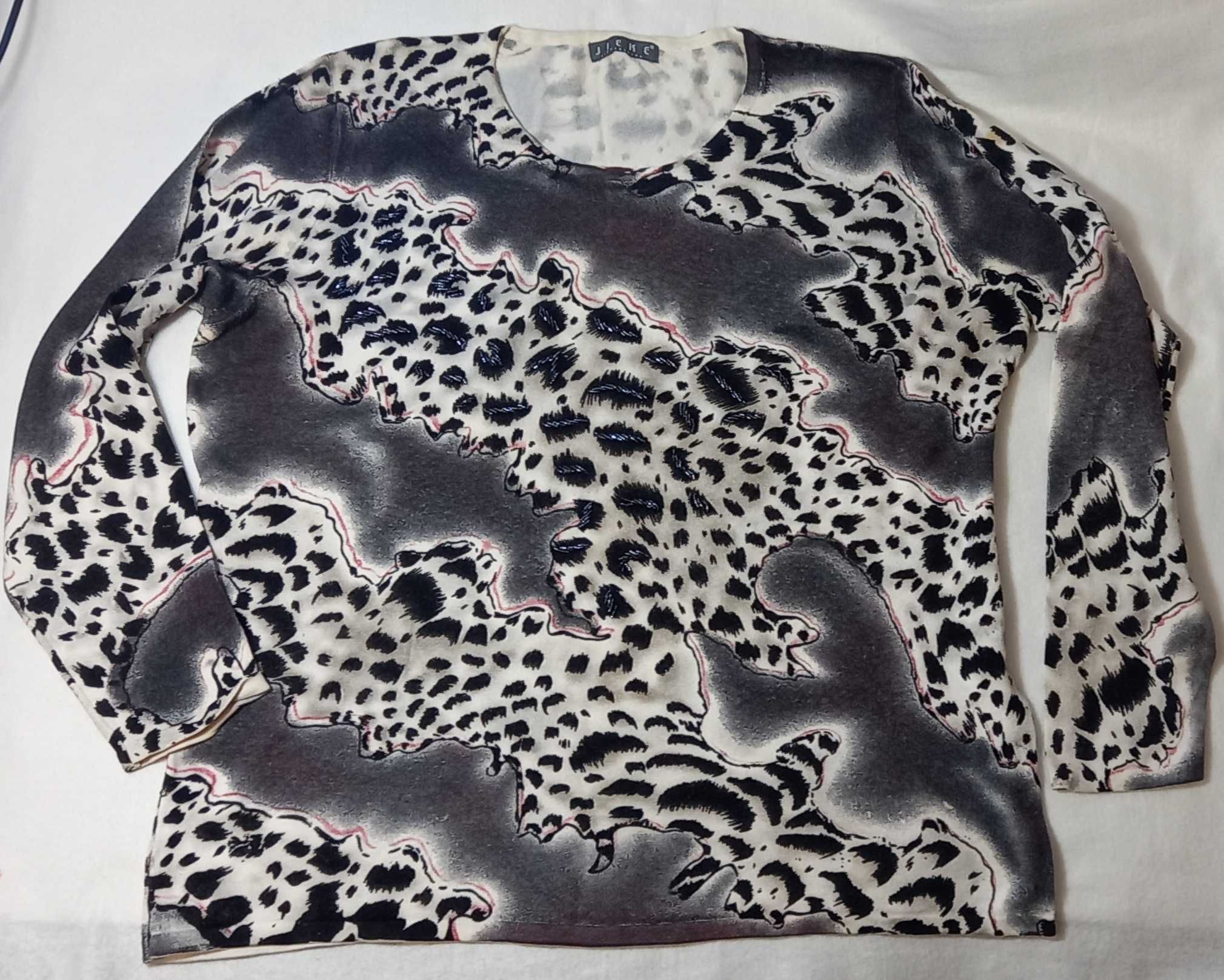 JIEKE rozm.  XL (46-48) panterkowy lekki sweterek z koralikami