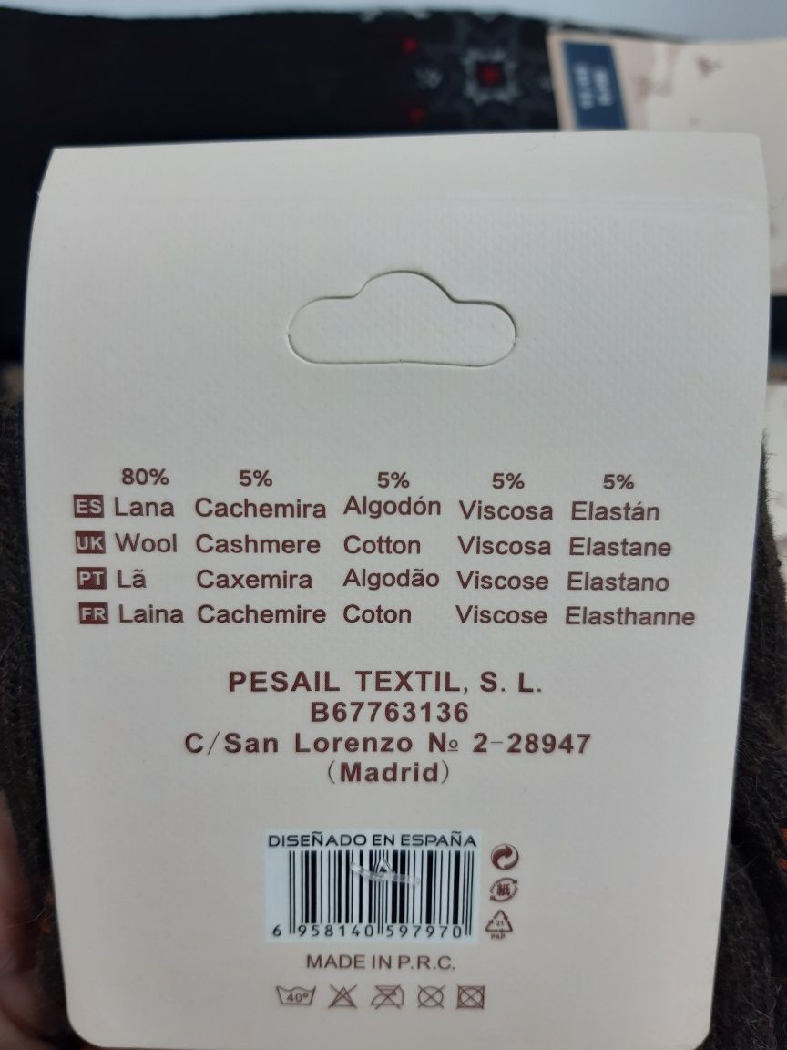 6 pares de meias em lã