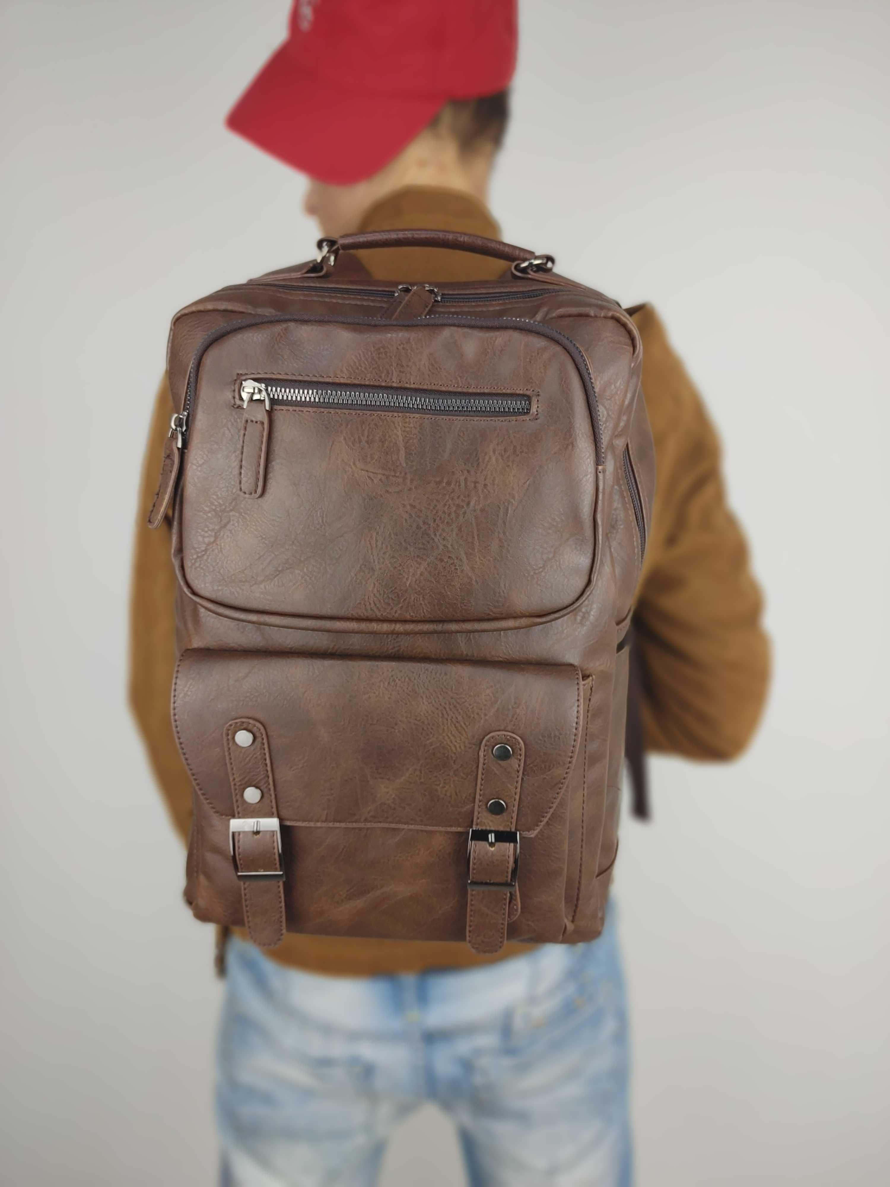 Plecak Męski z Kieszeniami Retro Vintage Na Laptopa Pojemny XXL