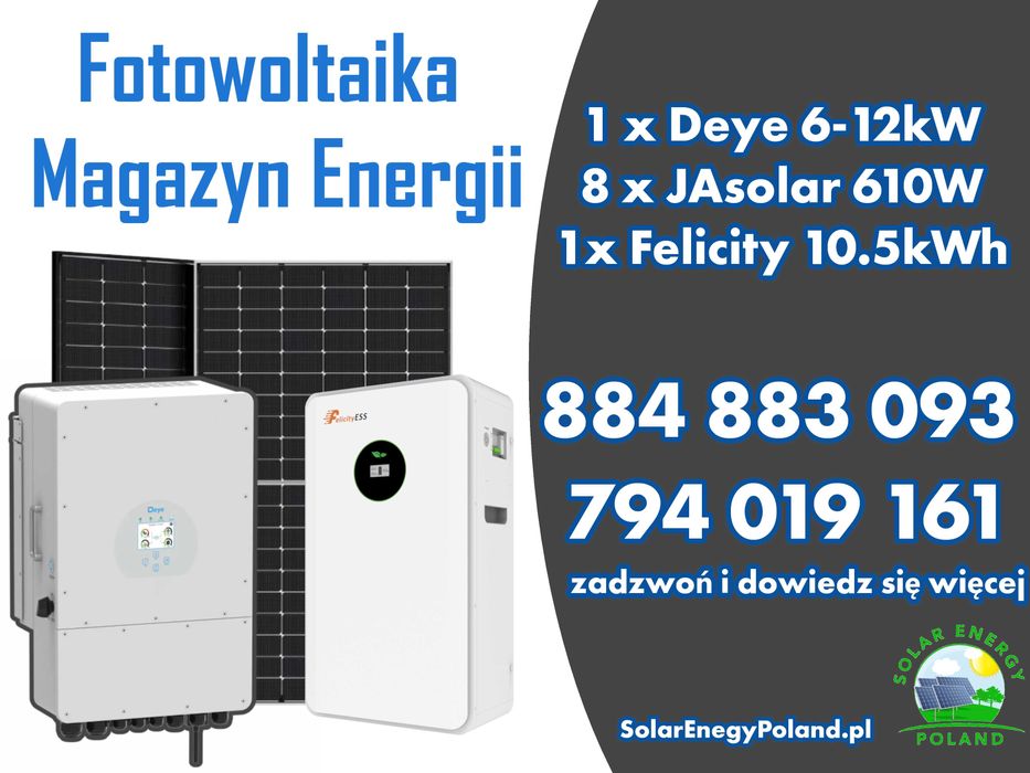 Fotowoltaika 5kWp + Magazyn energii 10.5kWh | Montaż | Dotacja | A-Z |