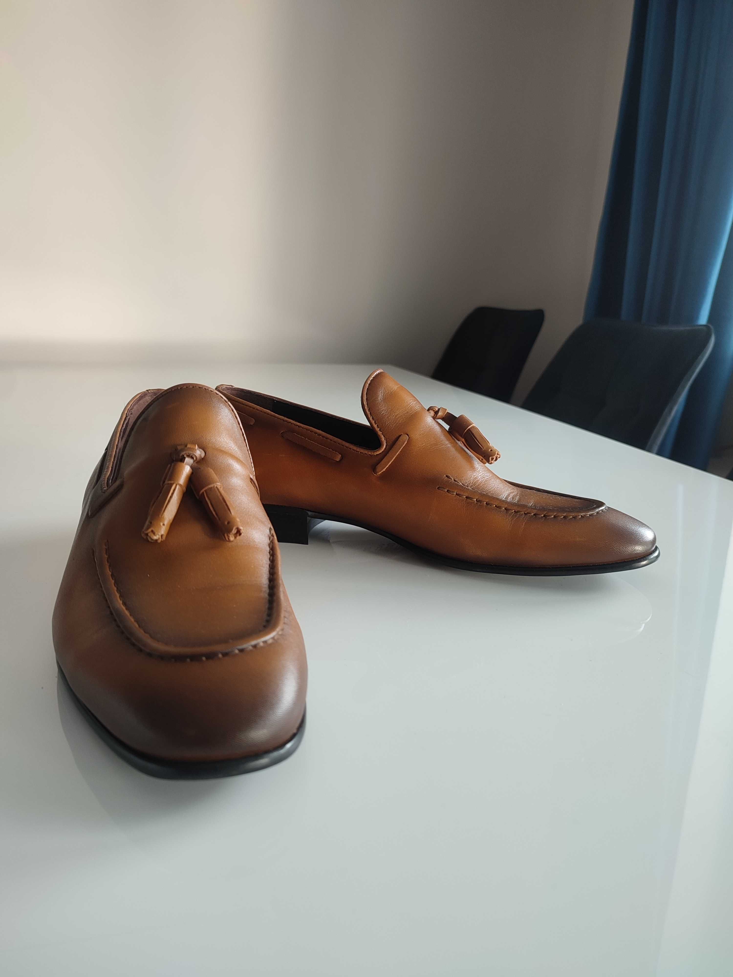 Nowe Mokasyny Luciano Partelli 14Y0705 tan finisaj