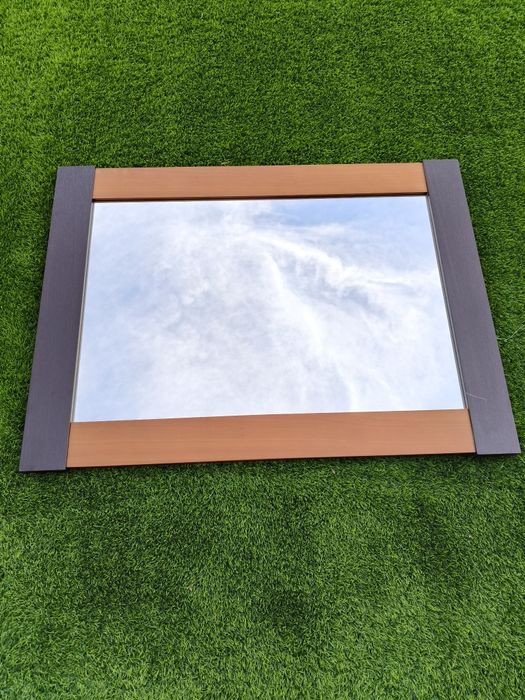 Espelho decorativo moderno bicolor,madeira e preto 120 x 89 cm