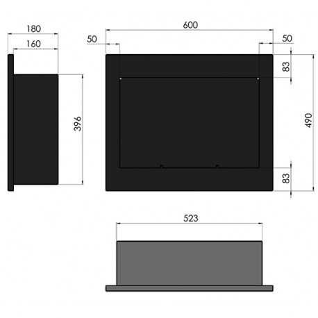 Biokominek Frame 60cm czarny szyba szybą