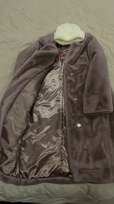 Шубка пудрова жіноча, 46/48 розмір, екохутро