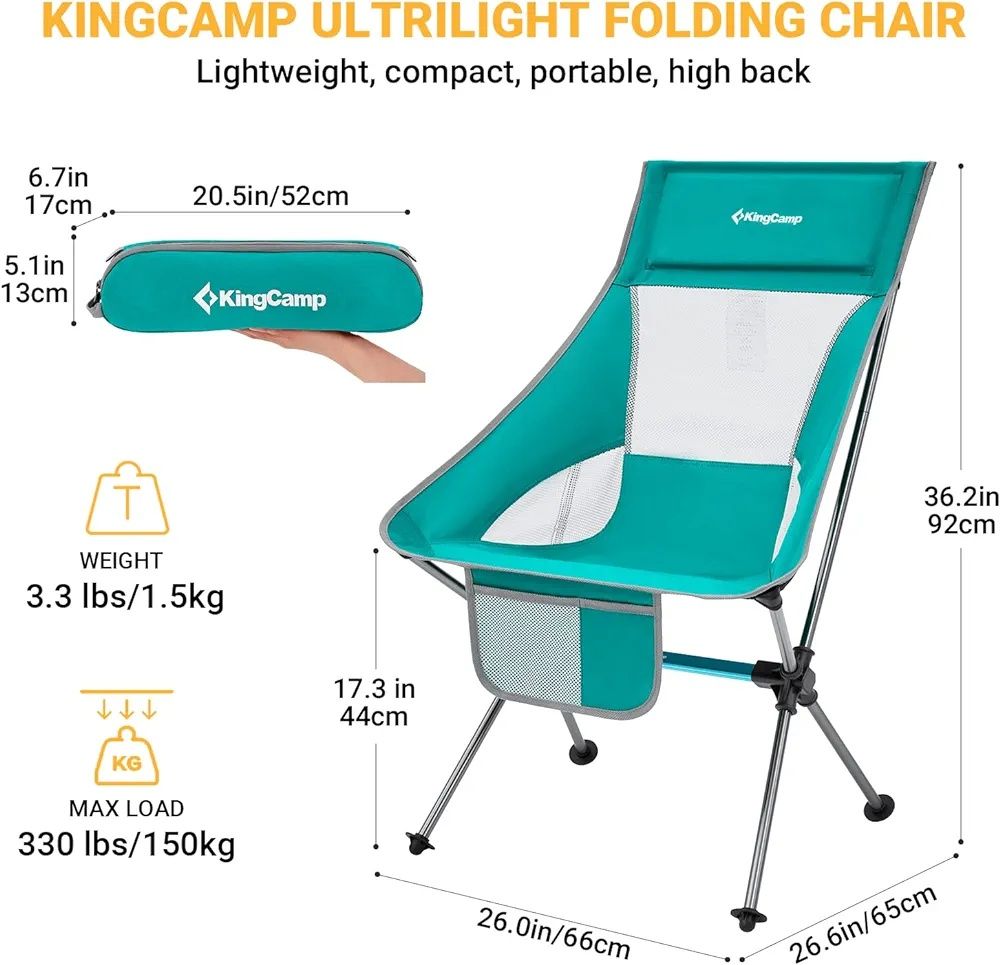 Krzesło campingowe turystyczne lekkie max 150kg king camp canna kc2218