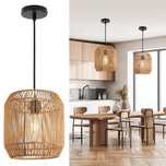 FORCOSO lampa wisząca rattanowa 26cm  boho sufitowa brązowa