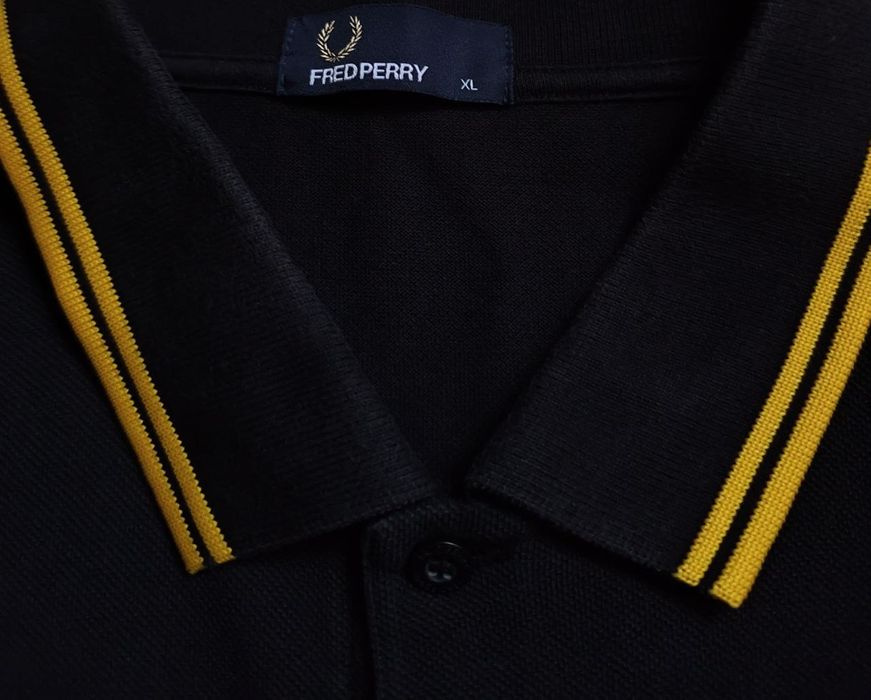 Поло Fred Perry dark black and yellow casual (Розмір L-XL)