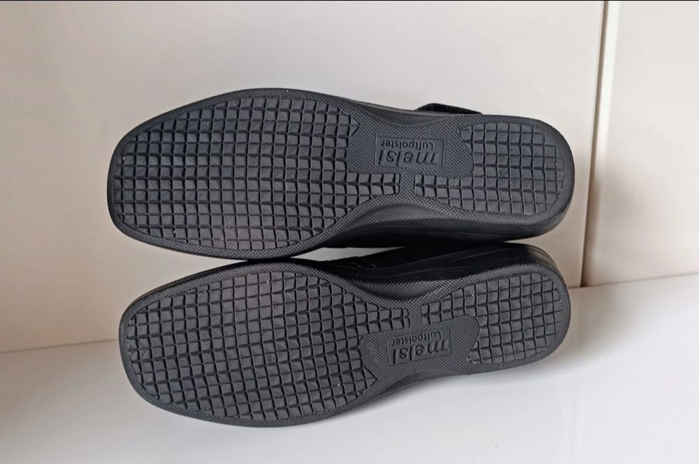 Półbuty mokasyny oxfordki baleriny damskie na rzepy czarne skóra 37,5