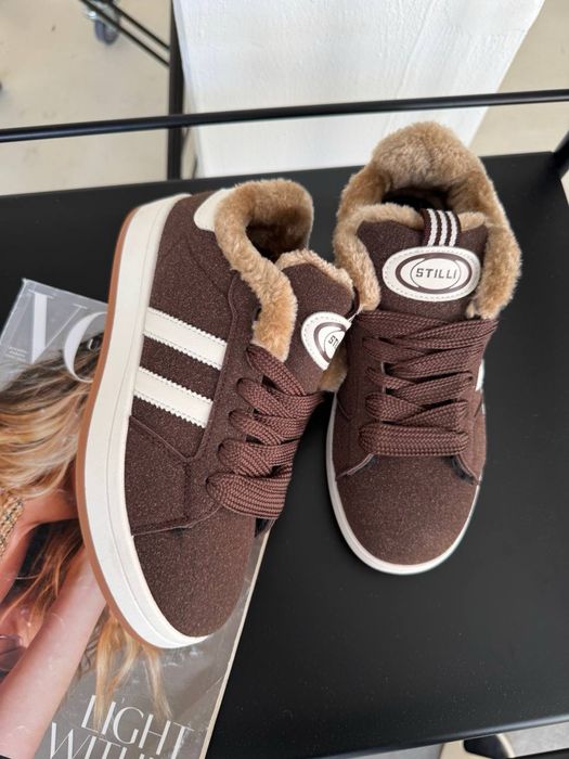 Зимові кеди коричневого кольору