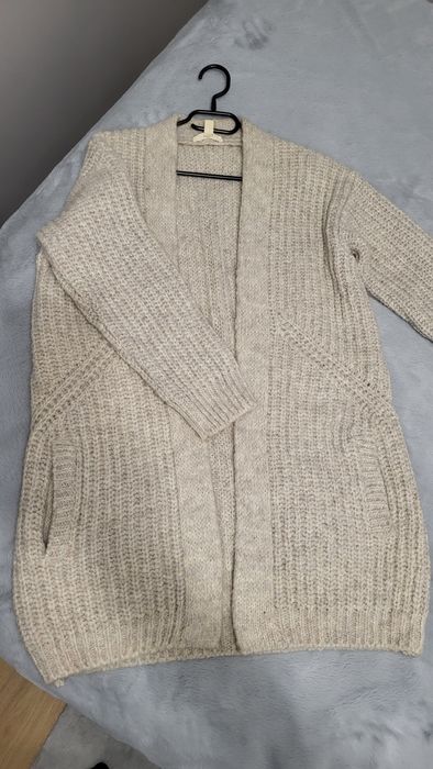Sweter gruby kardigan Esprit damski beżowy