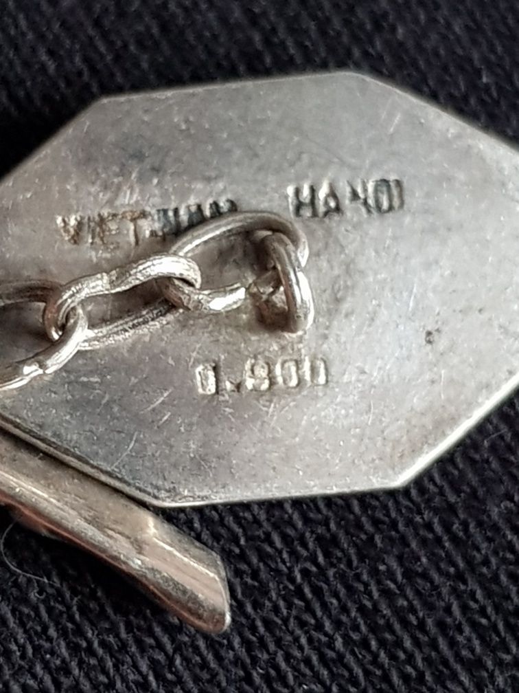 Przedwojenne Srebrne Spinki Wpinki Do Mankietów Viet.Nam Hand 0.900