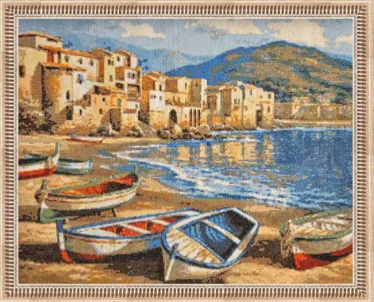 Artesanato - Quadro Barcos - 52cm x 72cm feito à mão