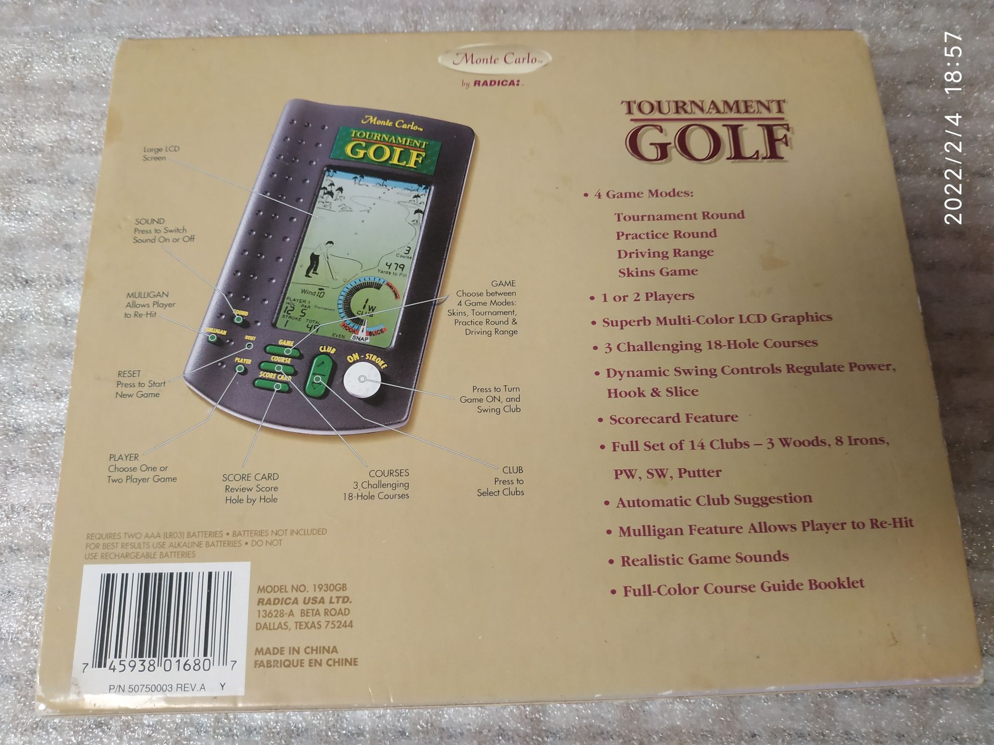 Винтажная ретро игра гольф Radica 1996 год