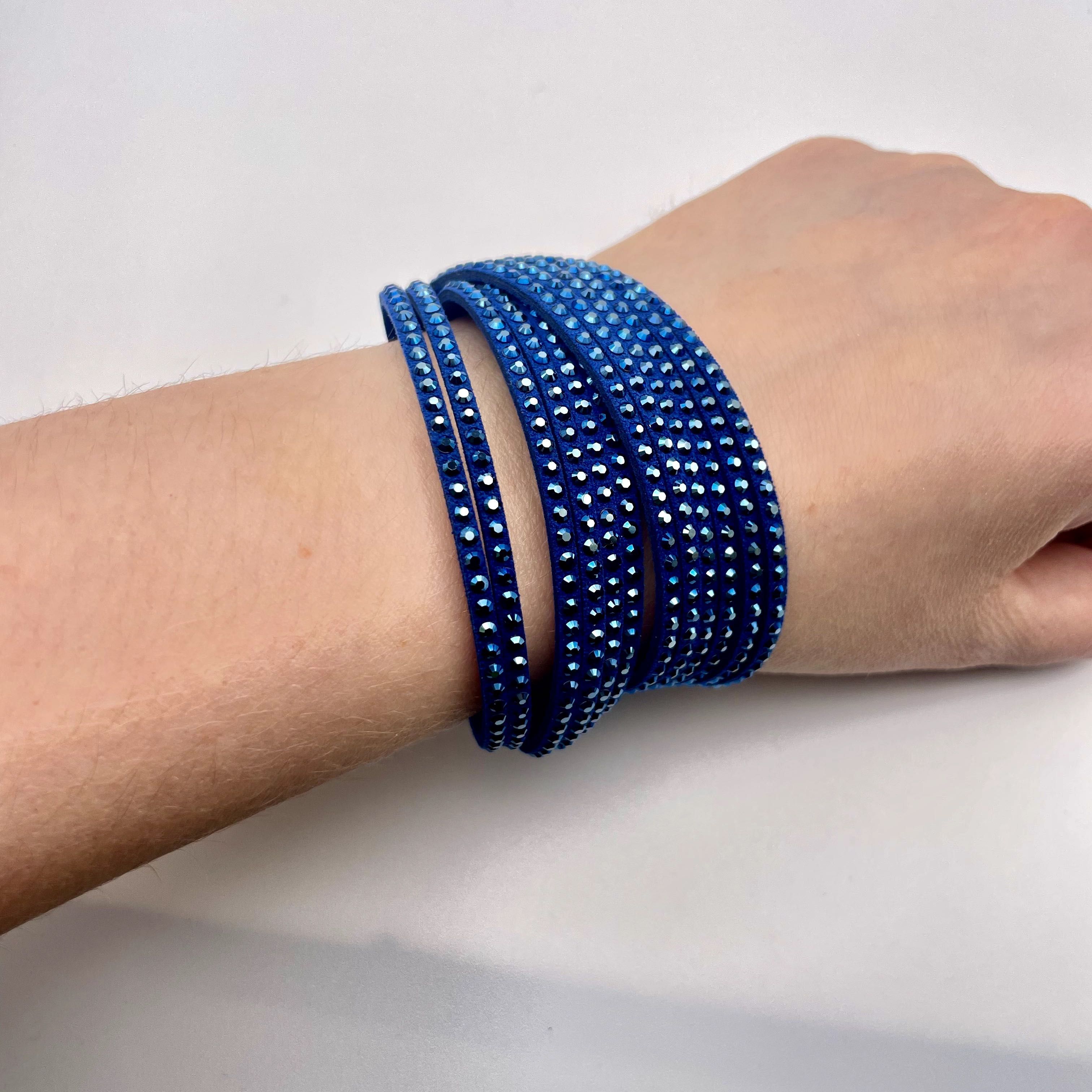 Wyjątkowa bransoletka Swarovski Slake z kryształkami - ciemnoniebieska