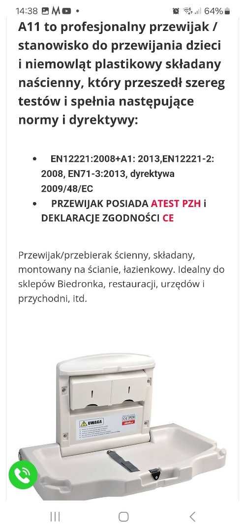 Przewijak dla dzieci i niemowląt