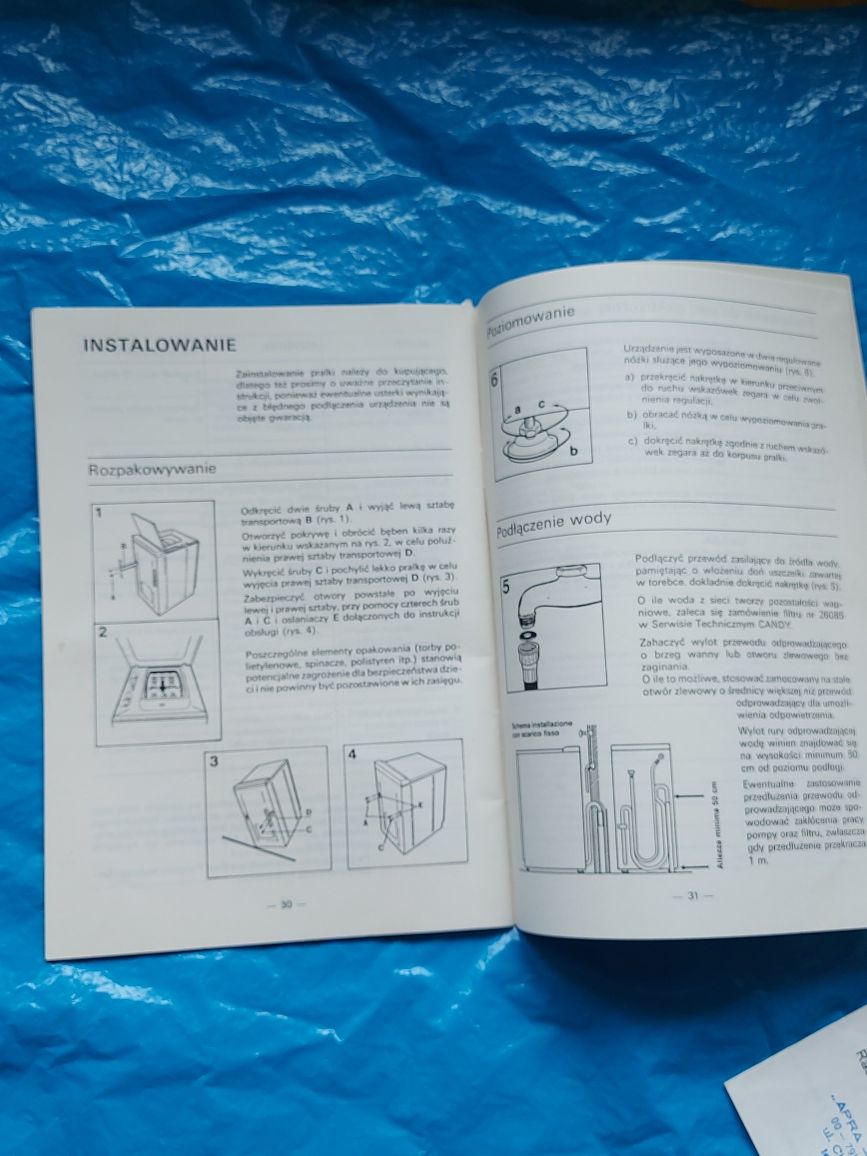 Instrukcja obsługi pralki automatycznej Candy 1994rok