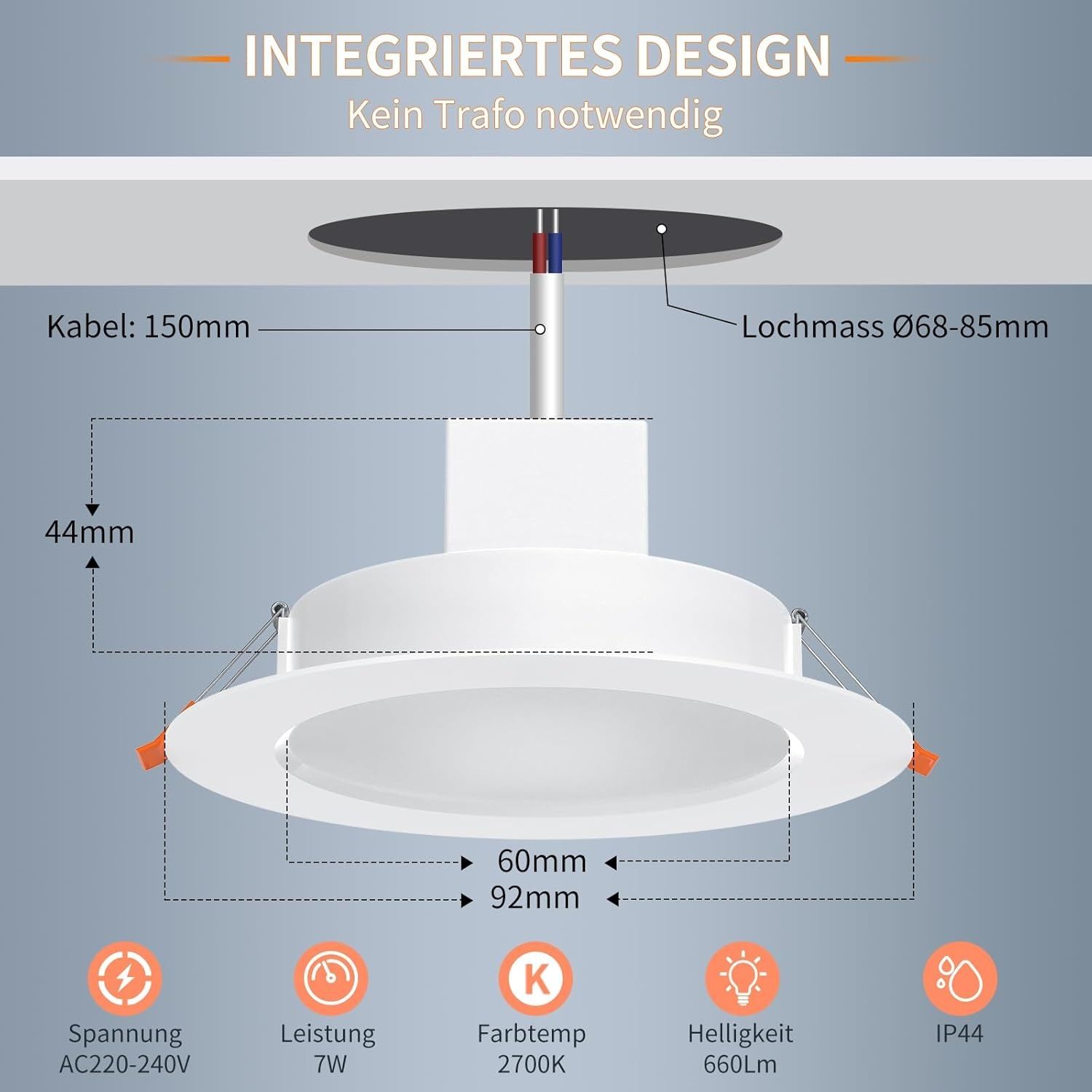 Reflektor wpuszczany LED RGB 6W 230V 4 SZT Dusktec .